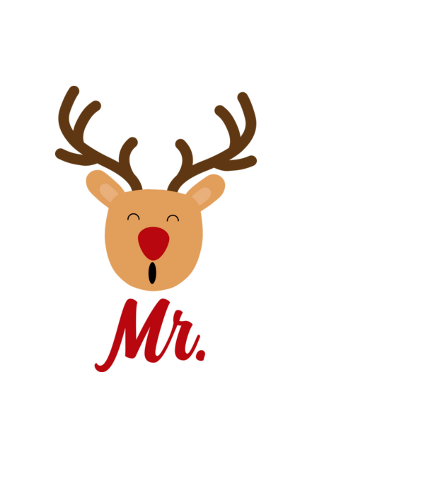 Mr. Reindeer Christmas couple model albastru deschis pe tricou