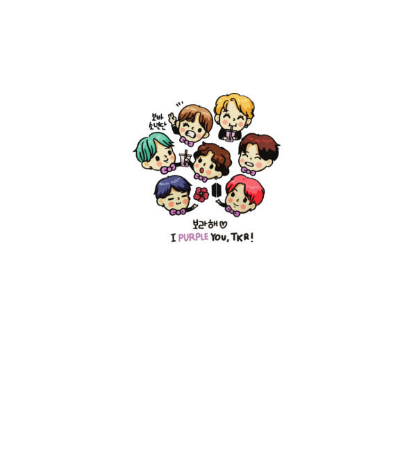 BTS chibi model alb pe tricou