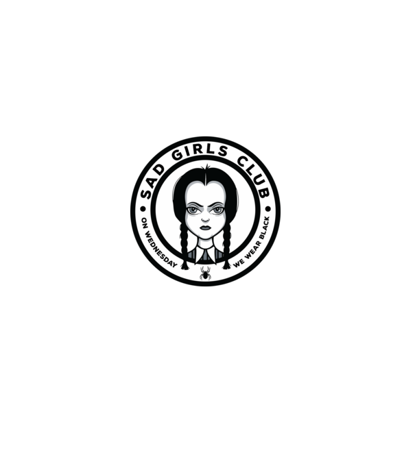 WEDNESDAY Sad Girls Club model negru pe tricou