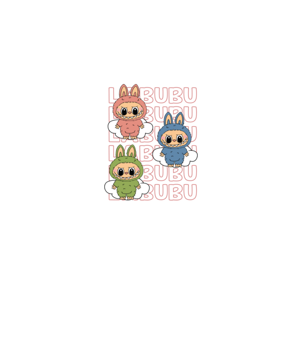LABUBU model alb pe tricou