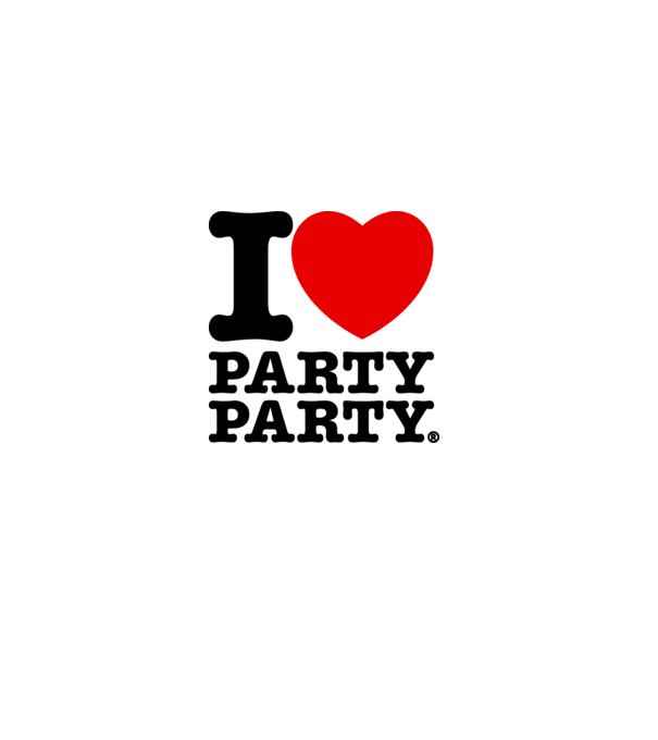 I love party party model alb pe tricou
