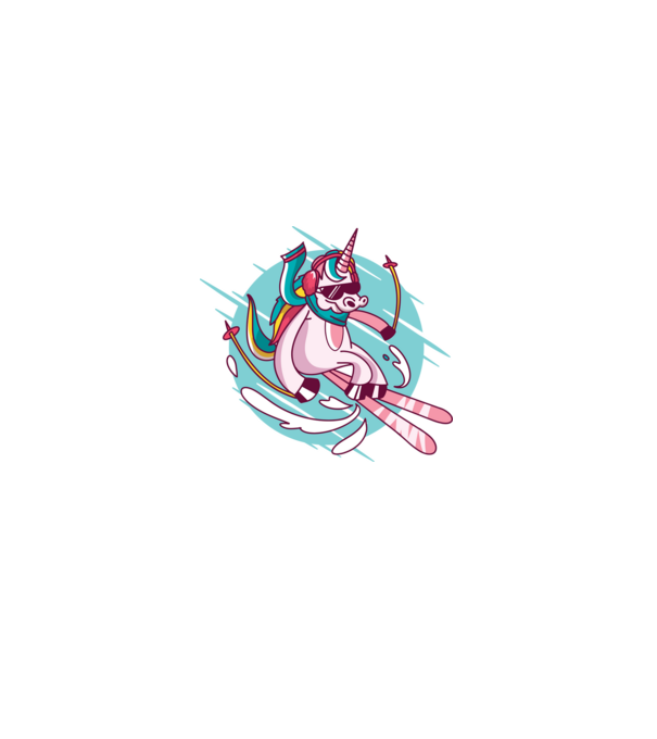 Unicorn ski model negru pe tricou