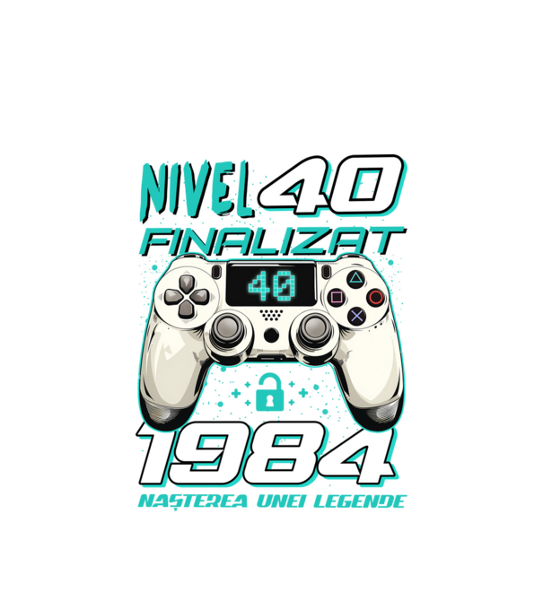 Nivel finalizat 40 1985 model alb pe tricou