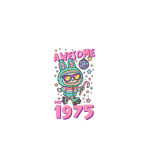 Awesome since 1975 - Labubu model negru pe tricou