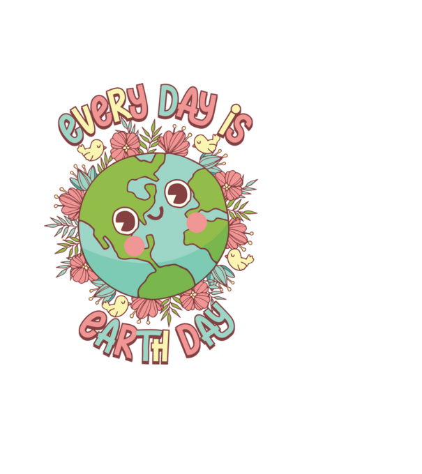Every day is earth day cute model negru pe tricou