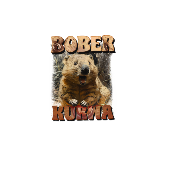 BOBER wombat model negru pe tricou