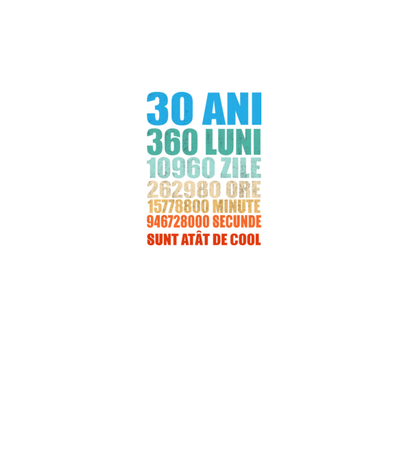 De 30 ani - luni - zile - ore - minute - secunde - sunt atât de cool model turcoaz pe tricou