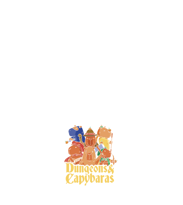 Dungeons and Capybaras model alb pe tricou