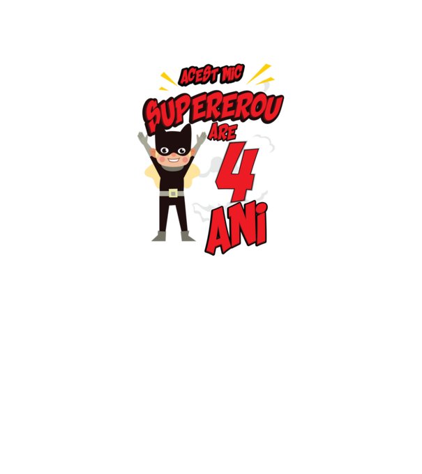 Acest mic supererou are 4 ani model negru pe tricou