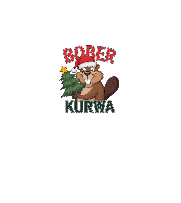 Bober kurwa Christmas model alb pe tricou