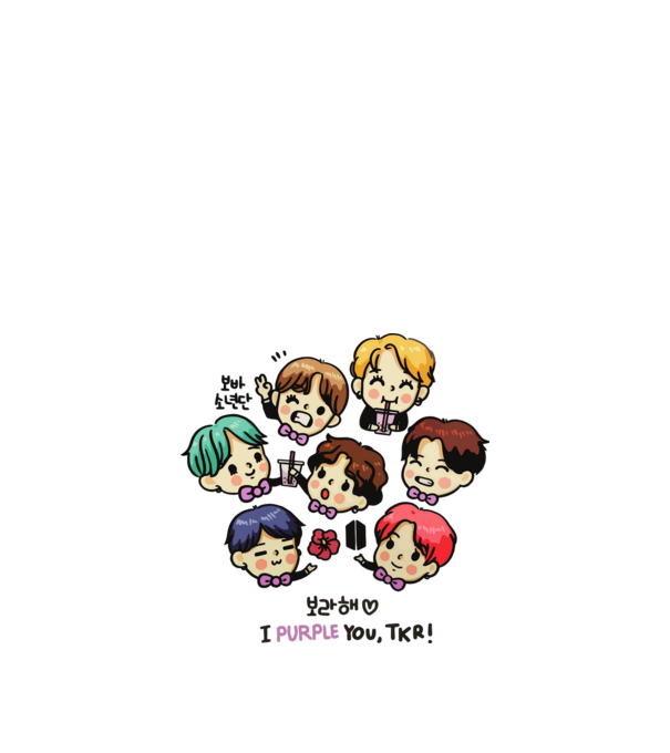 BTS chibi model nisipiu pe tricou
