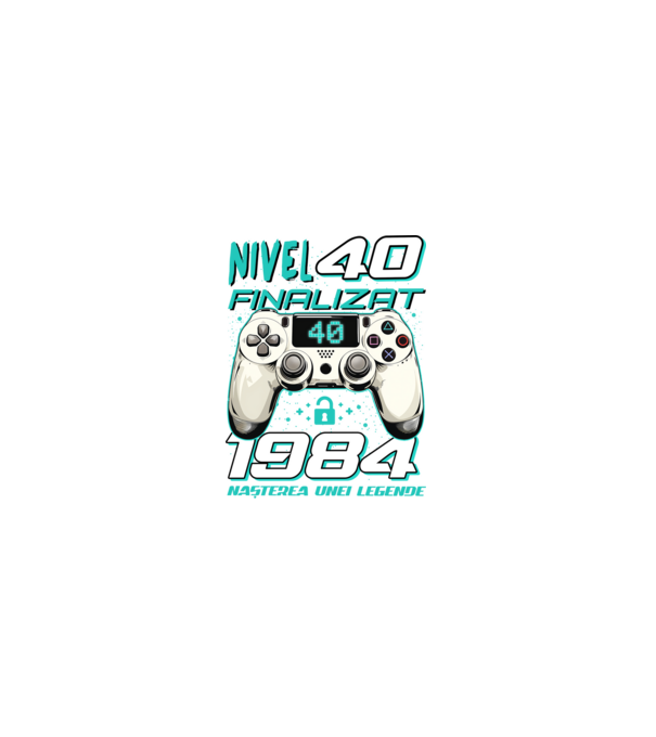 Nivel finalizat 40 1985 model negru pe tricou
