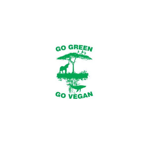 go green go vegan model negru pe tricou