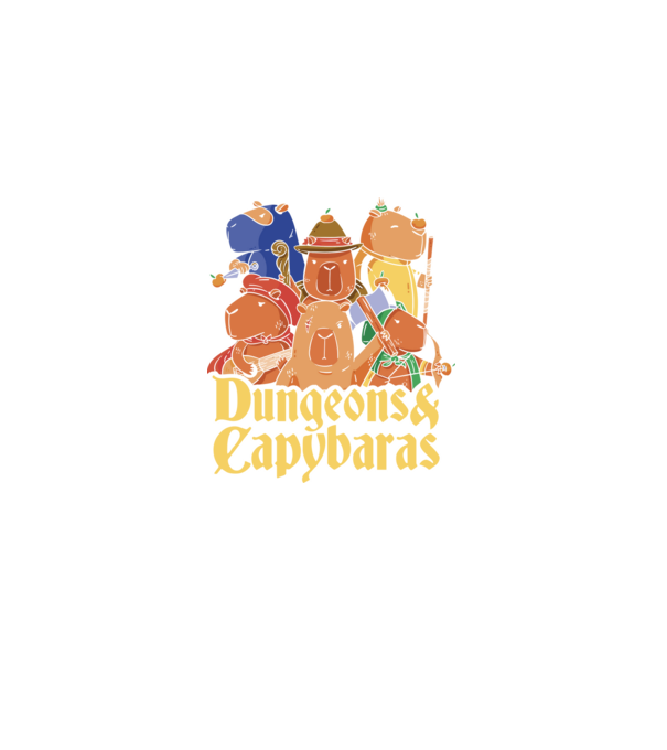 Dungeons and Capybaras model negru pe tricou