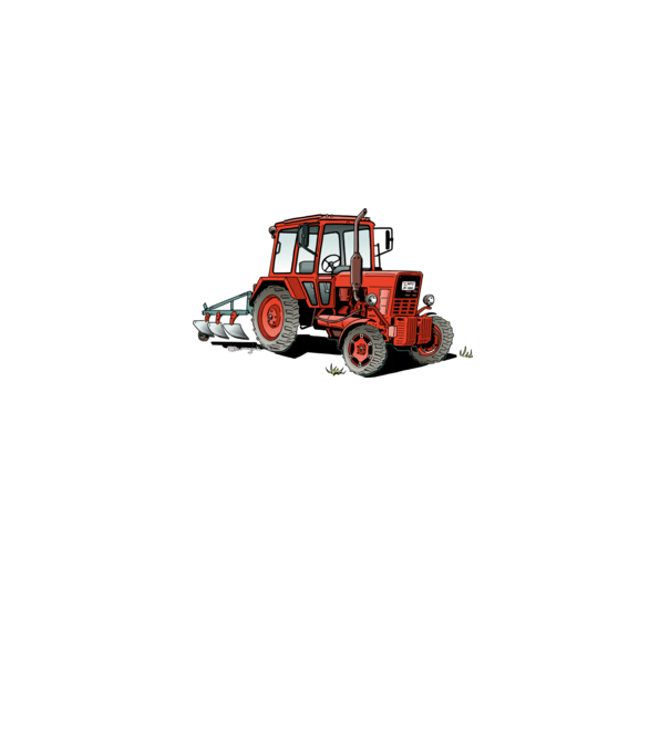 TRACTOR model alb pe tricou