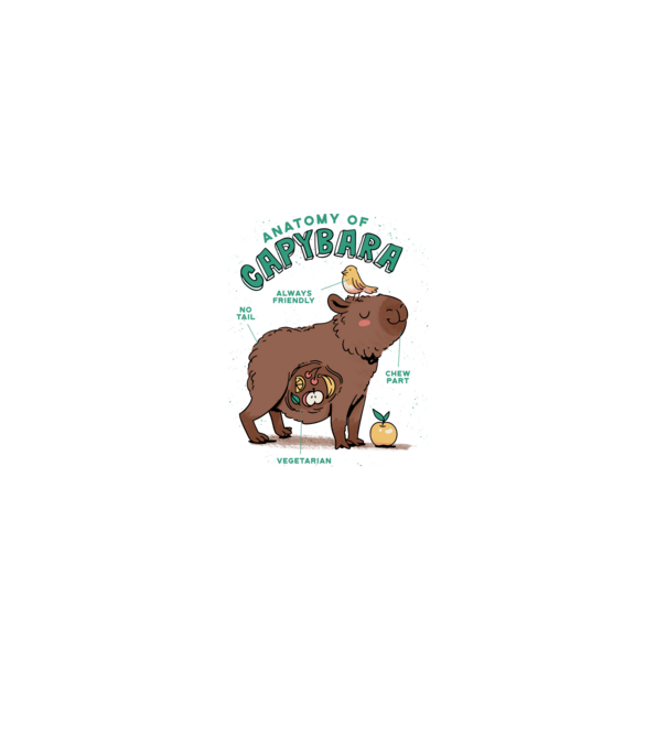 Anatomy of Capybara model alb pe tricou