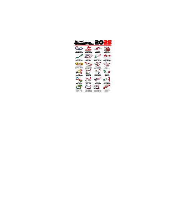 F1 calendar 2025 Alb model alb pe tricou