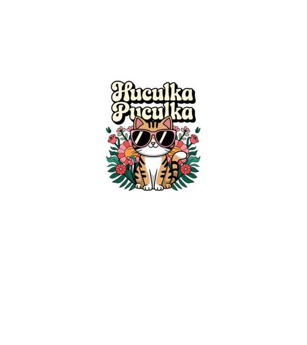 Huculka Puculka pisică 3 model alb pe tricou