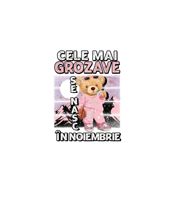RETRO teddy fetişcană NOIEMBRIE model negru pe tricou