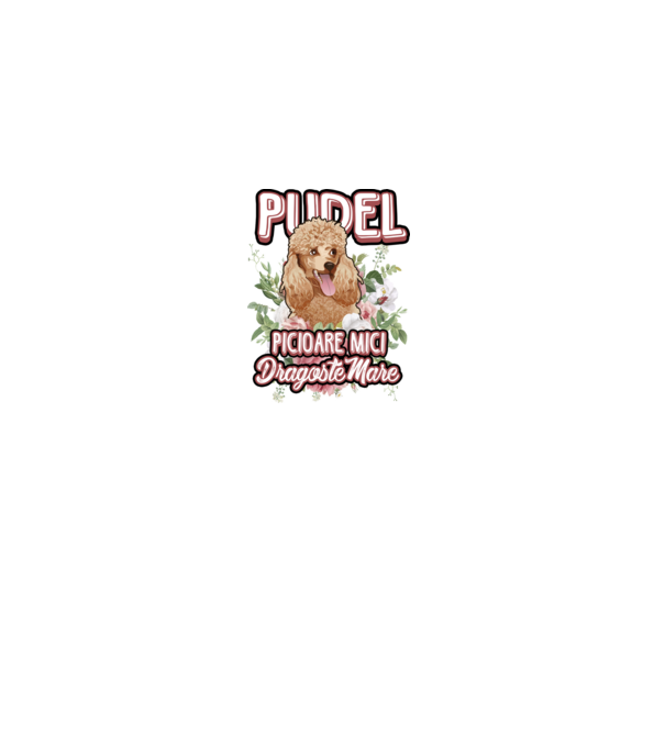 Pudel picioare mici dragoste mare model nisipiu pe tricou