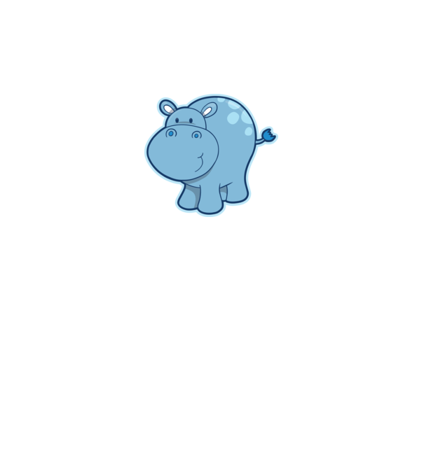 Cartoon hippo model gri pe tricou