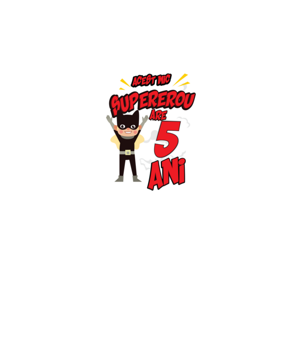 Acest mic supererou are 5 ani model negru pe tricou