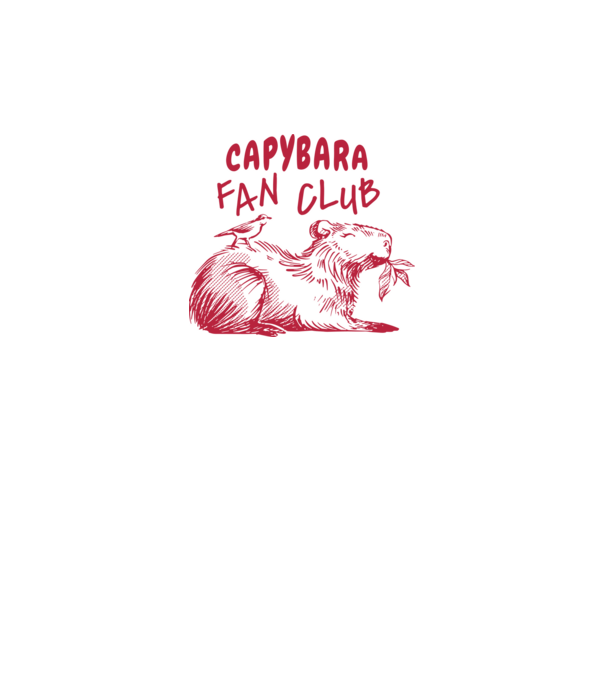 Capybara fan club model alb pe tricou