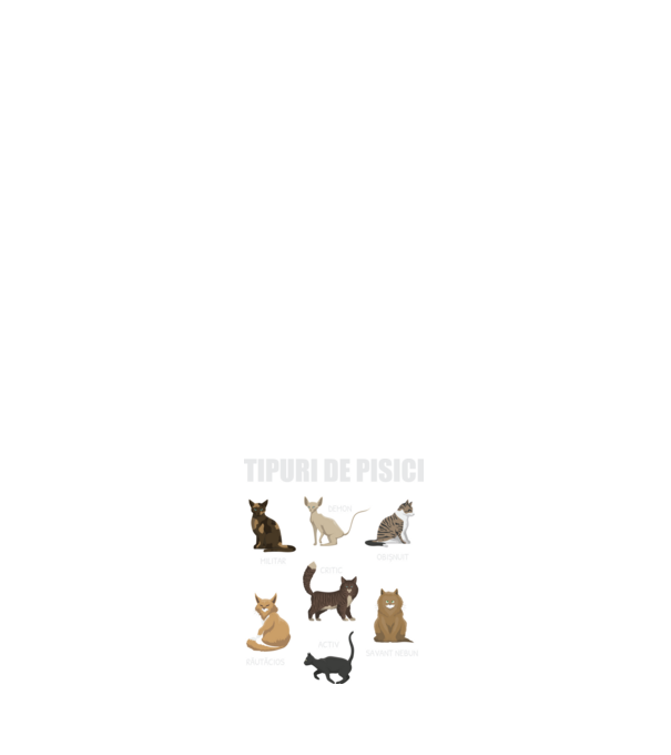 Tipuri de pisici model negru pe tricou