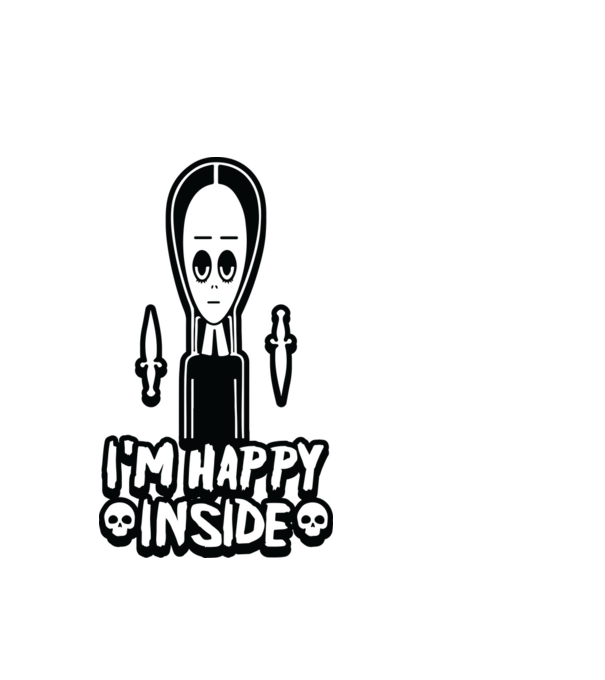 WEDNESDAY Happy inside model alb pe tricou