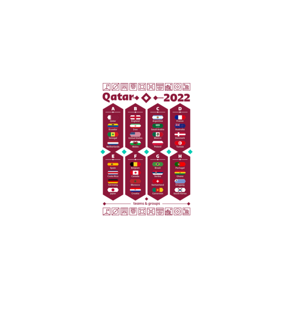 Qatar 2022 teams - groups white model albastru deschis pe tricou