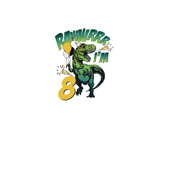 'Birthday Dinosaur rawww i''m 8' model alb pe tricou