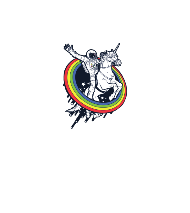 Unicorn Spaceman model albastru regal pe tricou