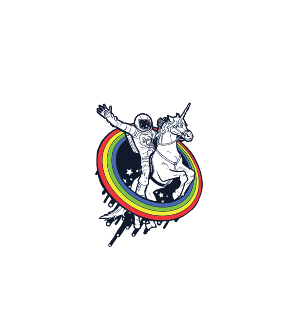 Unicorn Spaceman model turcoaz pe tricou