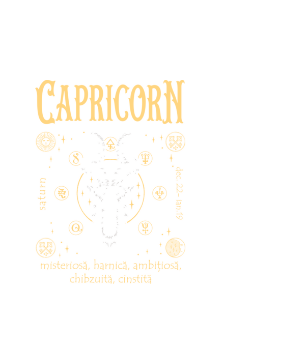 Zodiac femeie CAPRICORN golden model alb pe tricou