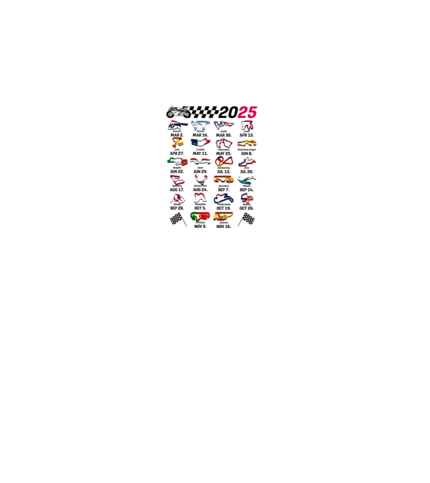 MOTOGP 25 CALENDAR alb model gri pe tricou