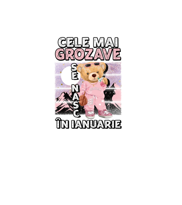 RETRO teddy fetişcană IANUARIE model negru pe tricou