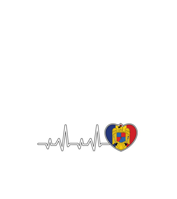 ROMANIA heartbeat model alb pe tricou