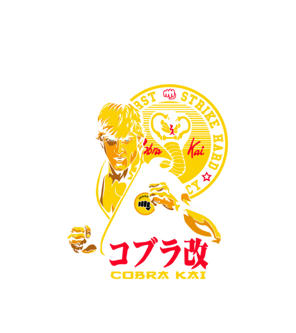 cobra kai poster model alb pe tricou