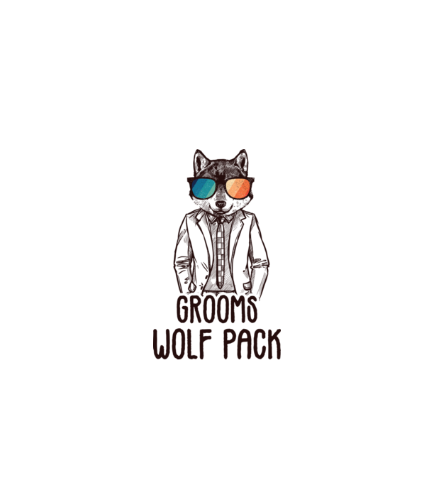 Grooms wolf pack model alb pe tricou