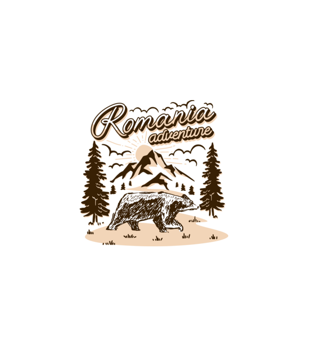 Romania bear adventure model gri pe tricou