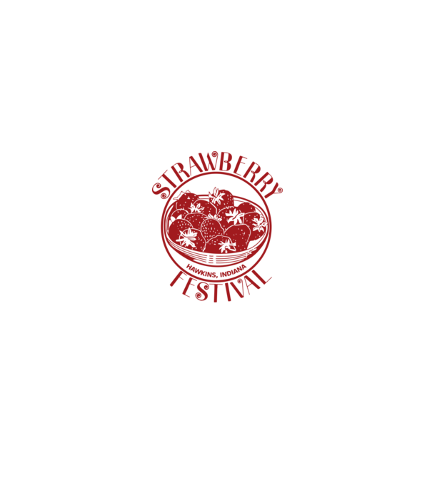 strawberry festival stranger things model alb/roșu pe tricou