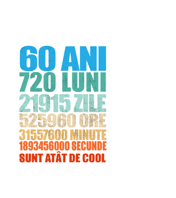 De 60 ani - luni - zile - ore - minute - secunde - sunt atât de cool model alb pe tricou