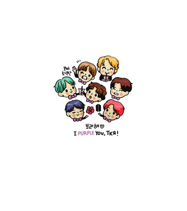 BTS chibi model roz deschis pe tricou