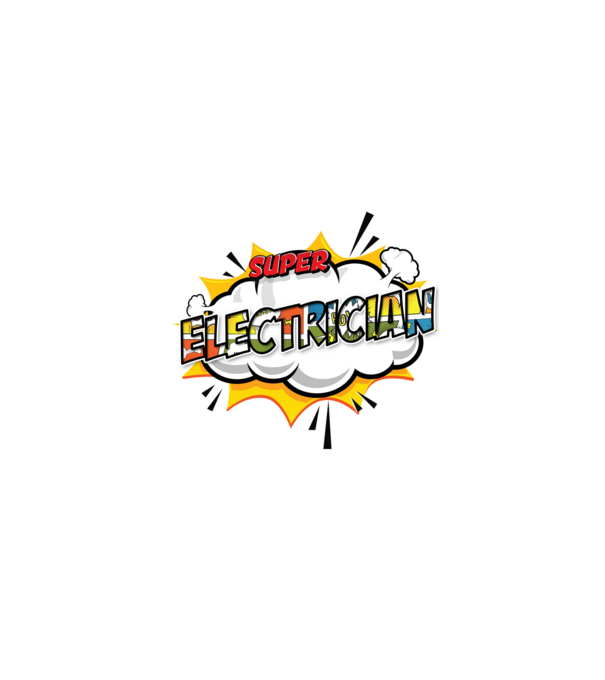 Super Electrician model alb pe tricou