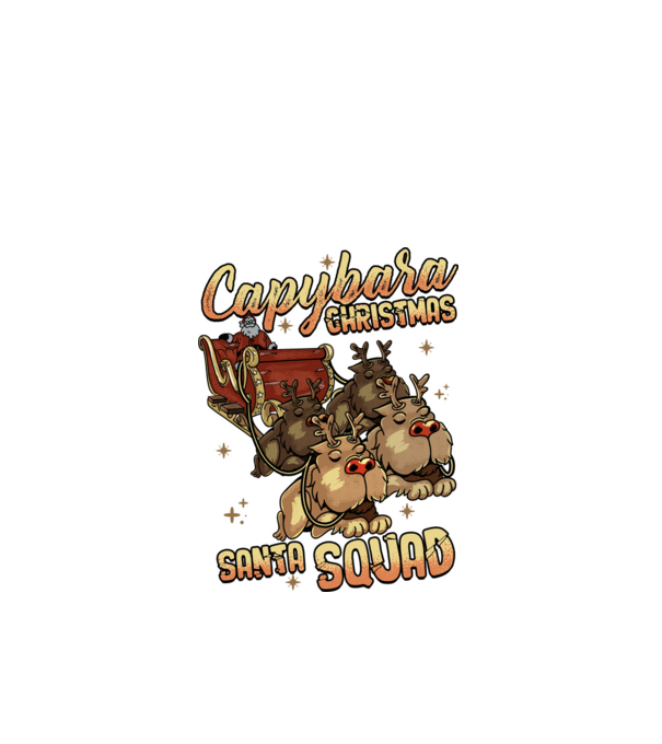 Capybara christmas santa squad model negru pe tricou