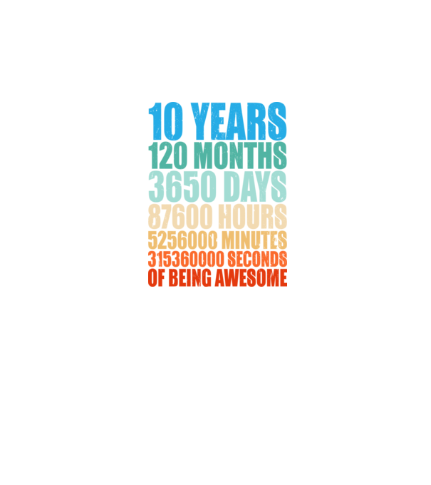 10 years of being awesome model negru pe tricou