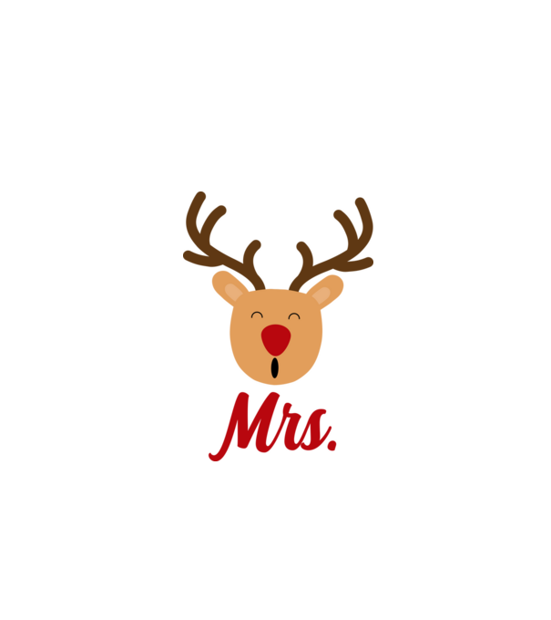 Mrs Reindeer christmas couple model alb pe tricou
