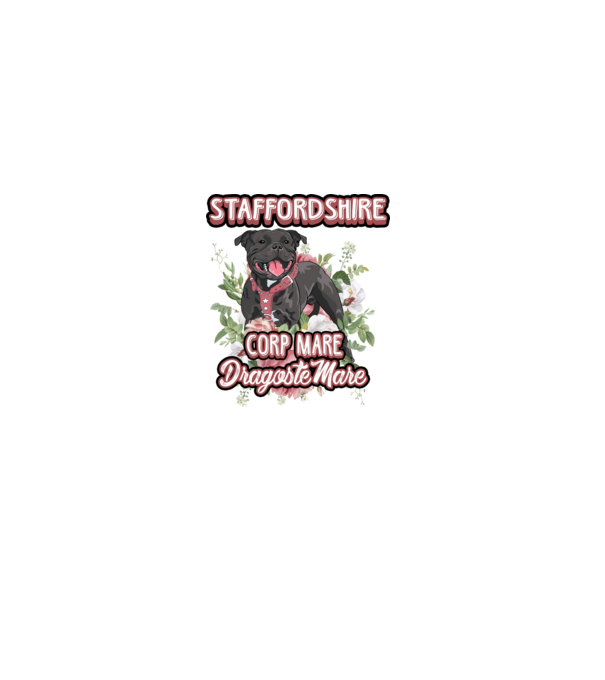 american staffordshire terrier - corp mare, dragoste mare model alb pe tricou