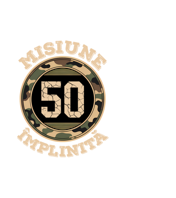 Misiune împlinită 50 model alb pe tricou