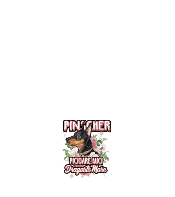 Pinscher picioare mici dragoste mare model roz deschis pe tricou